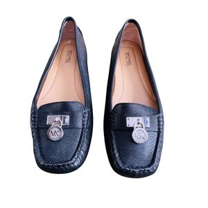 MICHAEL KORS Black Leather Lock Loafer Flats Women's Shoes Size 6M